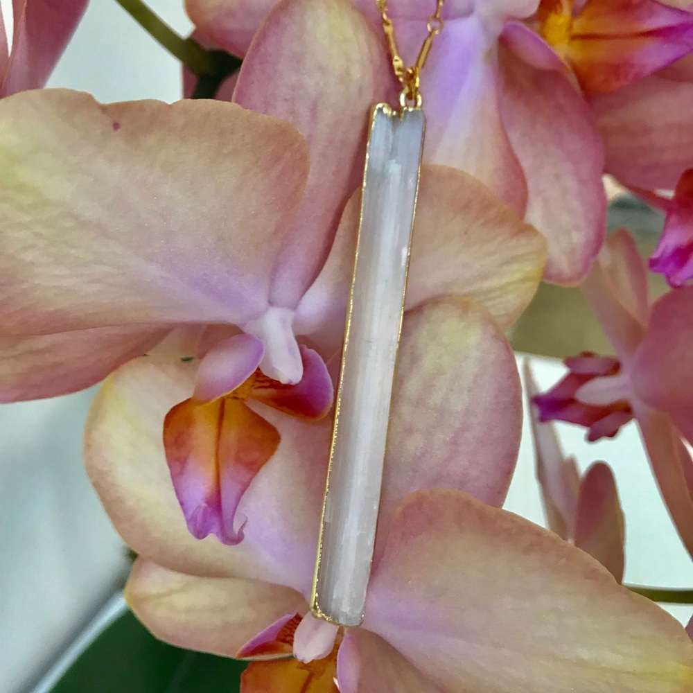 Gold Dipped Selenite Necklace